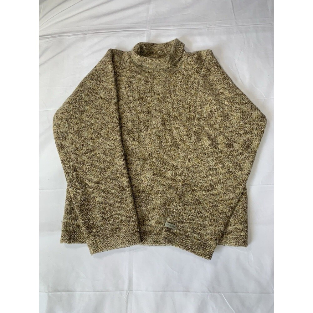 Vtg Columbia Wool Fall Sweater Turtleneck Oatmeal Long Sleeve Womens Size M